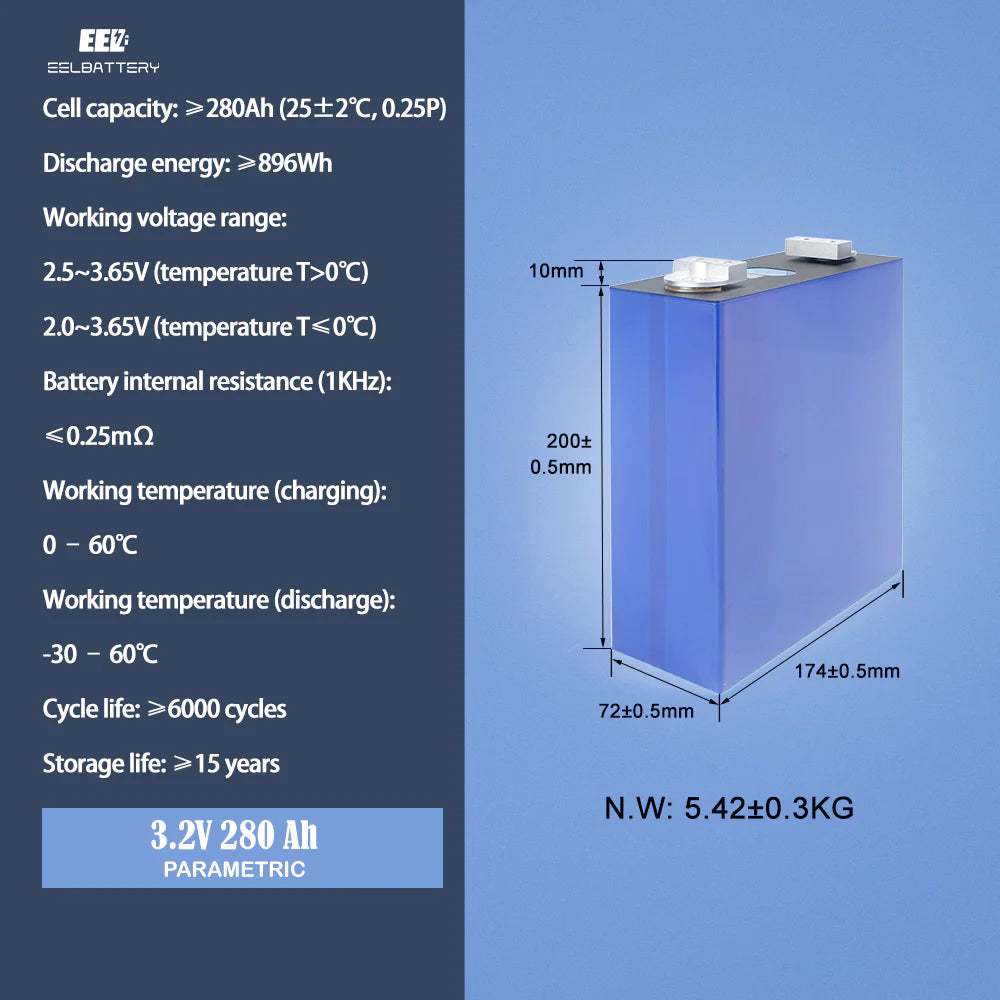 4PCS 3.2V Super EVE lf280k V3 Grade A 310Ah LiFePO4 Battery Cells for DIY Solar China Shipping