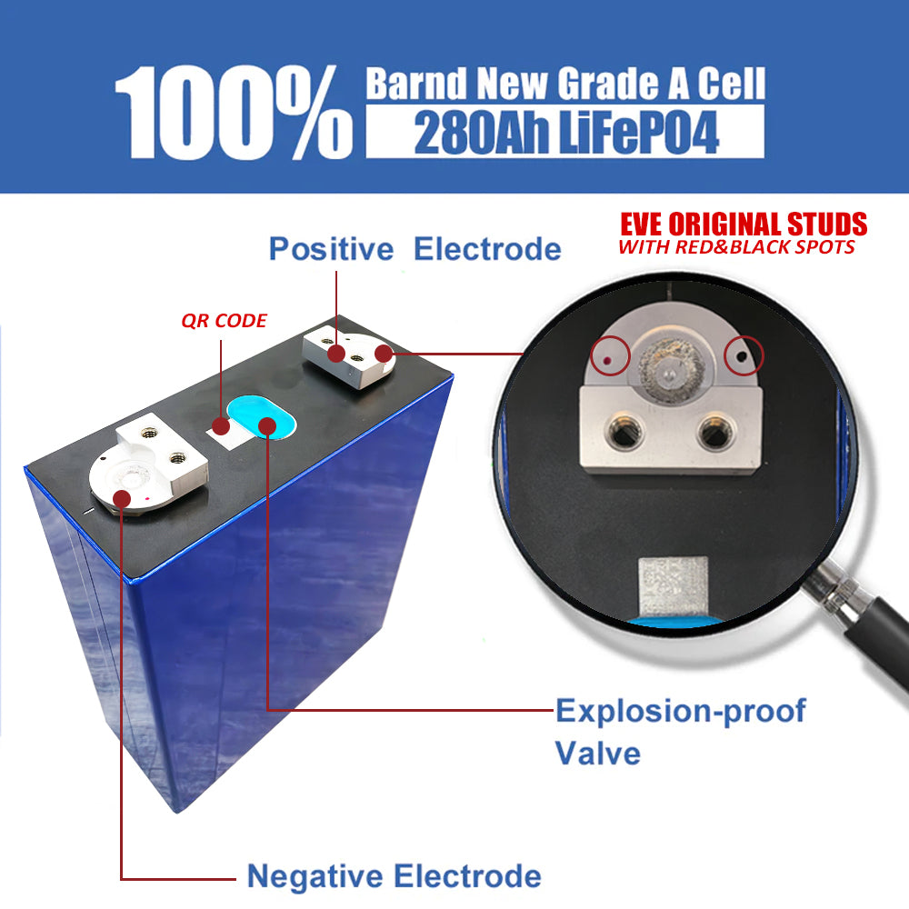 4PCS 3.2V Super EVE lf280k V3 Grade A 310Ah LiFePO4 Battery Cells for DIY Solar China Shipping