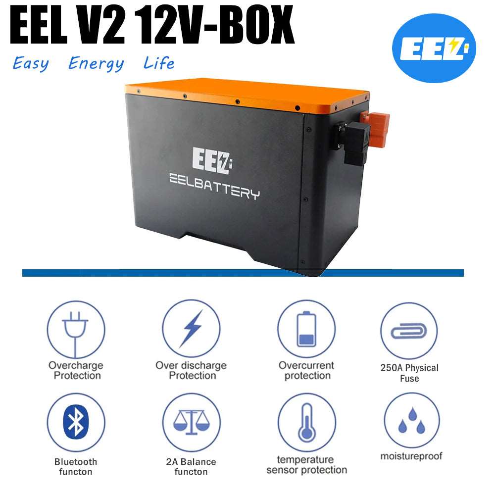 The EEL 12V DIY battery box has practical functions such as overcharge and over-discharge protection, over-temperature protection, 2A active balancing, and Bluetooth communication.