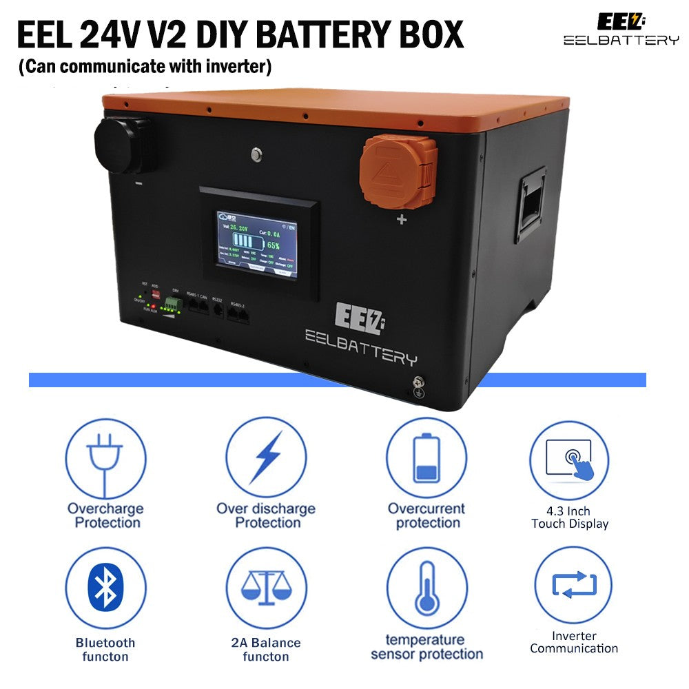 EEL 24V V2 Battery Box With JK V19 150A/200A inverter Bluetooth BMS,For Golf Cart,RV,EV,Boat，China Stock
