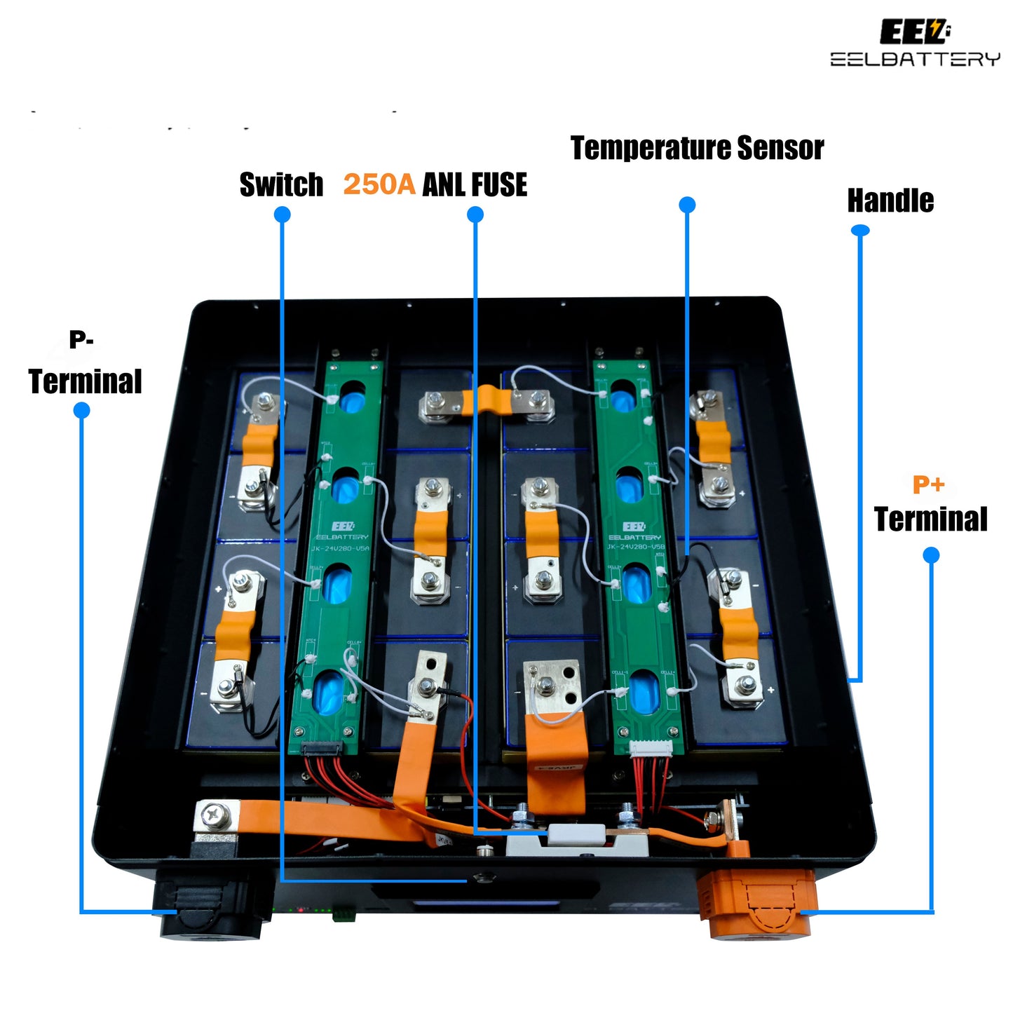 EEL 24V V2 Battery Box With JK V19 150A/200A inverter Bluetooth BMS,For Golf Cart,RV,EV,Boat，China Stock