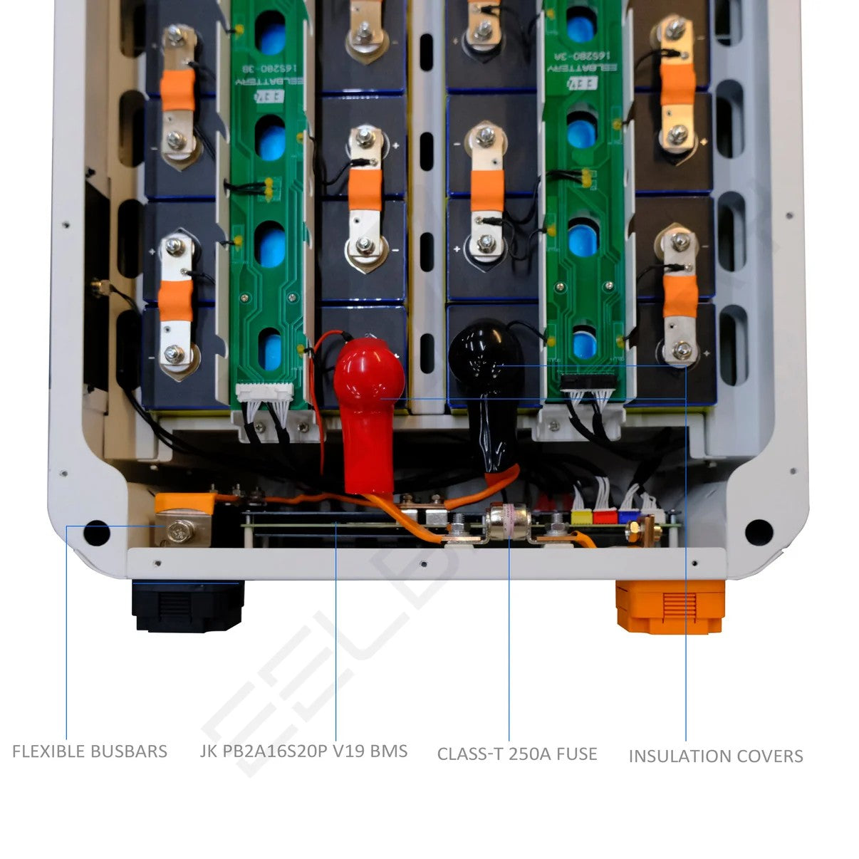 EU  Stock - EEL 48V 16S V6-Pro MAX JK pre-assembled stackable battery pack with 200A V19 inverter and BMS energy storage system. Pre-order now with free shipping and tax exemption.