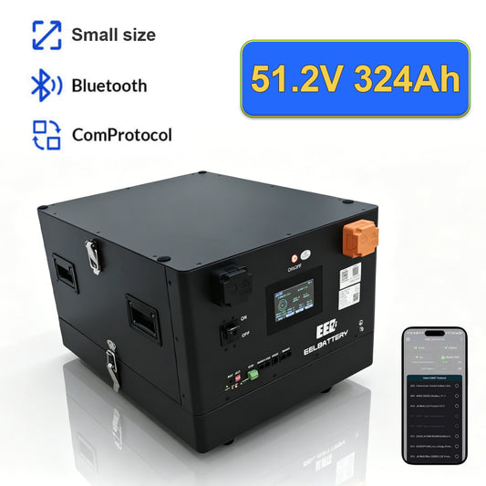 The EEL 51.2V 324Ah lithium iron phosphate (LiFePO4) energy storage system is typically used in residential solar, off-grid systems, and for large-scale, all-weather energy needs. It utilizes CALB 324Ah Grade A cells supporting over 6000 cycles, is equipped with a smart JK BMS with Bluetooth, and provides strong energy independence.
