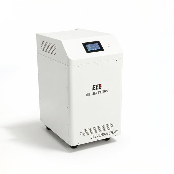 The EEL 32kWh home energy storage battery is made with EVE A-grade MB56 square lithium iron phosphate cells, with a cycle life of over 8000 cycles and a capacity of 628Ah (32kWh), making it ideal for home energy storage, solar power generation and other scenarios.