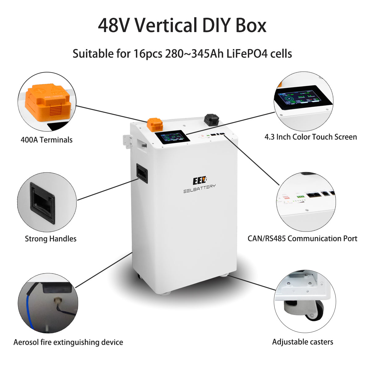 US Stock Pre-sale White V19 BMS V3 Vertical Box 16s 3.2V Lifepo4 Home Energy Storage Vertical EEL Battery Box