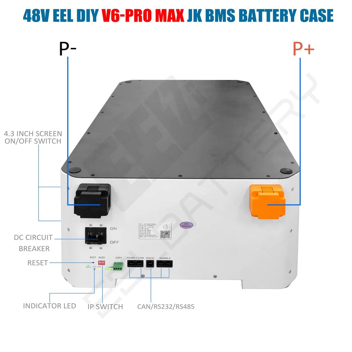 EU  Stock - EEL 48V 16S V6-Pro MAX JK pre-assembled stackable battery pack with 200A V19 inverter and BMS energy storage system. Pre-order now with free shipping and tax exemption.